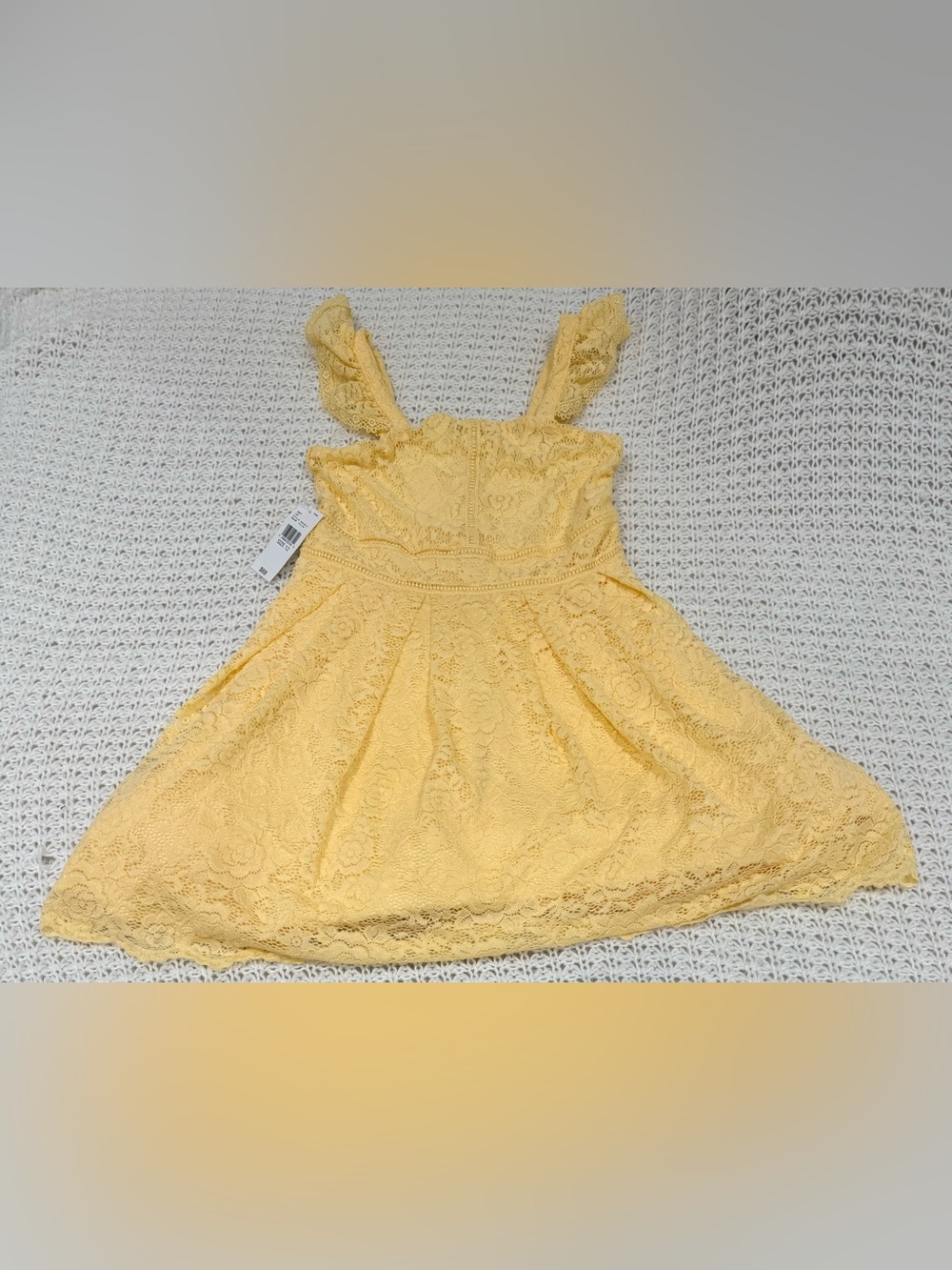 Knitworks Girls Yellow Lace Overlay Dress In Yellow Size 12.